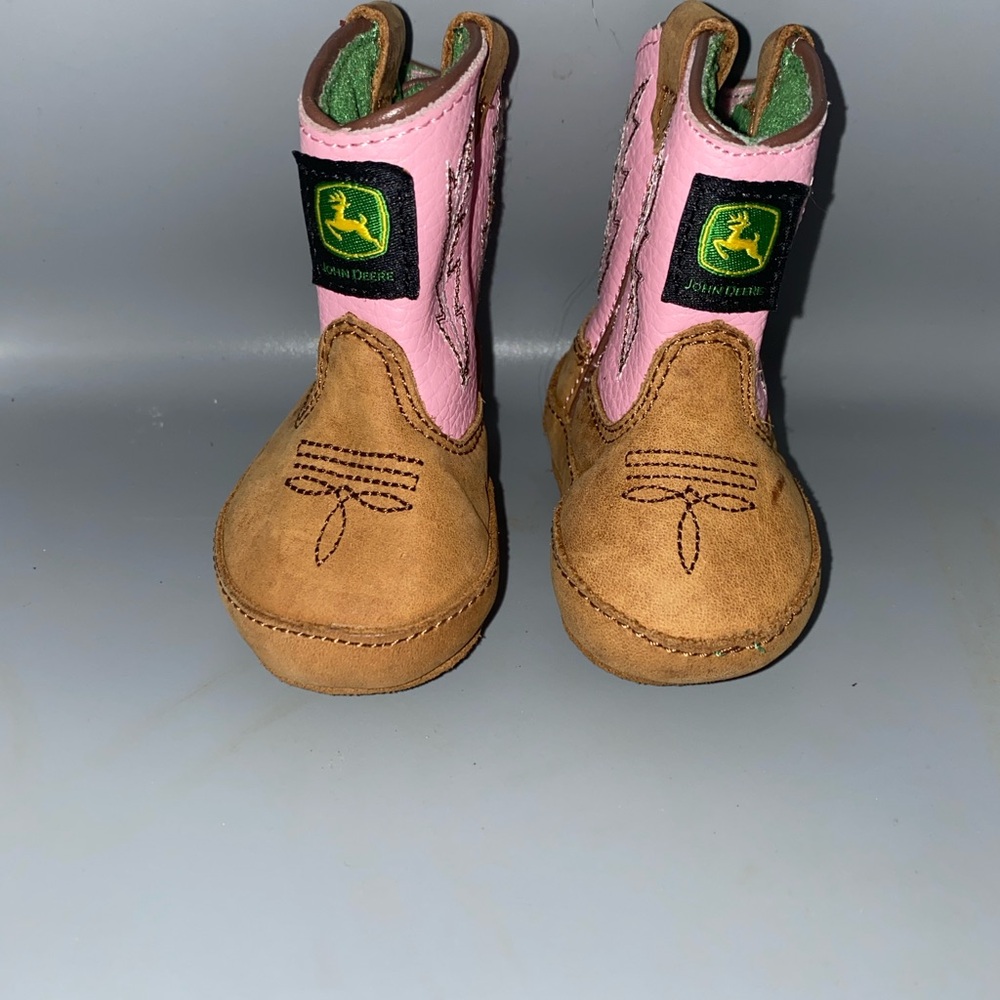 John Deere Pink and Tan Western Boots